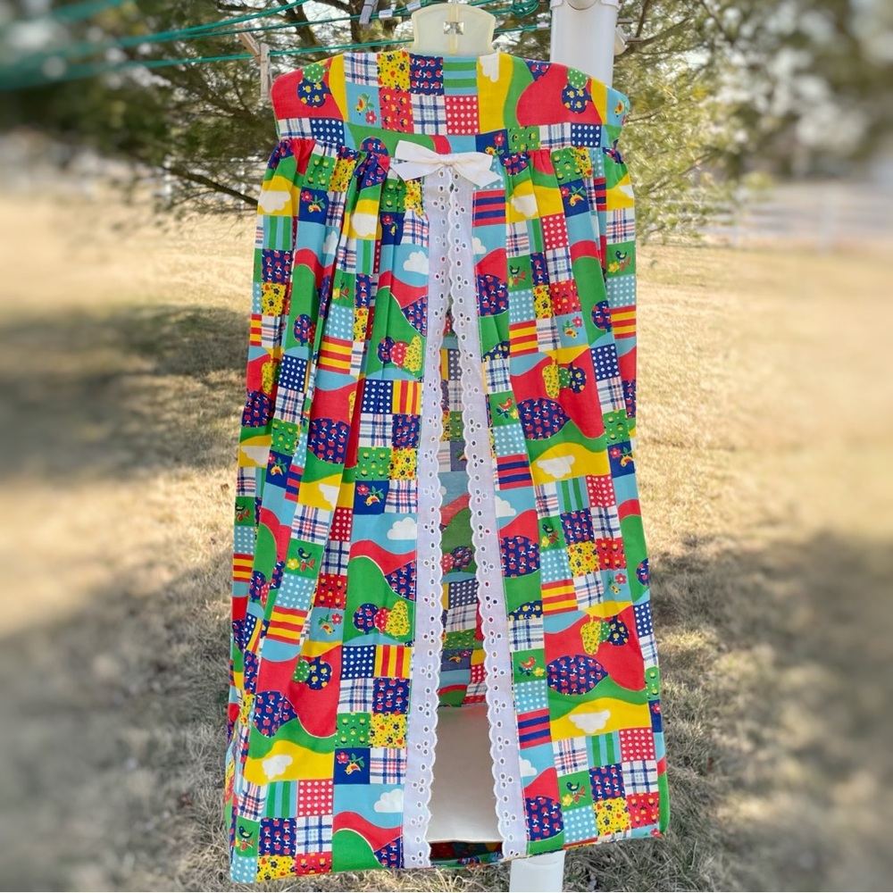 Vintage 60s/70s Plakie Multicolor Patchwork Pattern Diaper Stacker